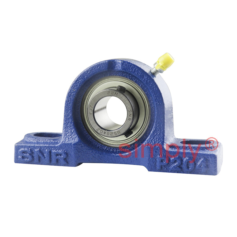 SNR USP204 Metric Cast Iron Two Bolt Pillow / Plummer Block Housing with 20mm Bore Insert