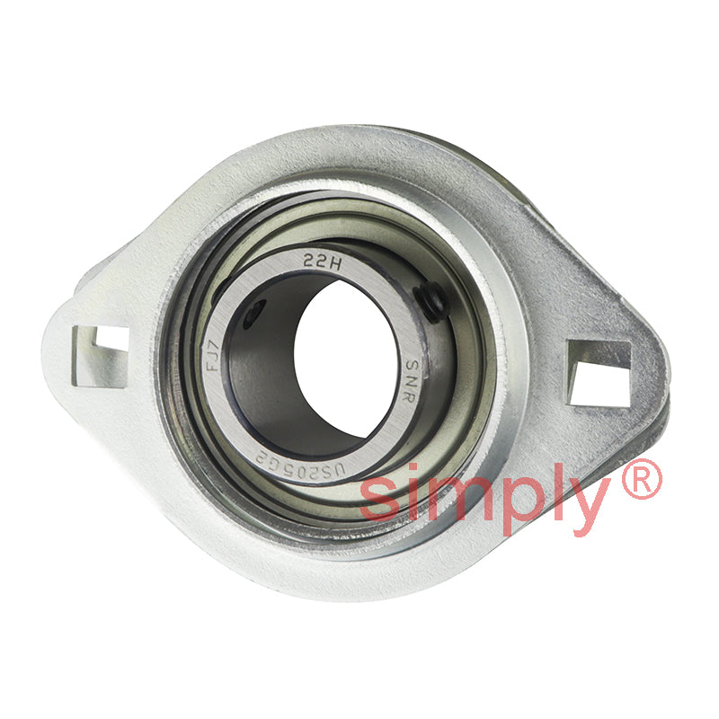 SNR USPFL205 Oval 2 Bolt Pressed Steel Bearing Housing with 25mm Insert